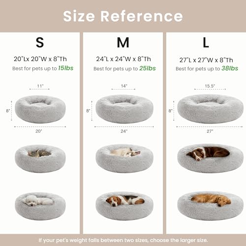 Love's cabin Calming Cat Bed for Indoor Cats, Anti-Anxiety Donut Round Dog Bed, Fluffy Faux Fur Washable Pet Bed for Small Medium Dogs and Cats