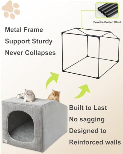Hovicaed Indoor Dog House for Extra Large Medium Small Sized Dogs - Dog Tent with Washable Removable Cover, Pet Orthopedic Dog Cave Bed Egg-Crate
