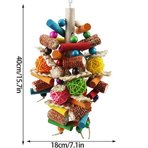 Bird Toys, Parrot Toys for Large Birds, Natural Peppered Wood African Grey Parrots, Macaws, Cockatoos,  Parrot chew Toys, Aviary Hanging Toys