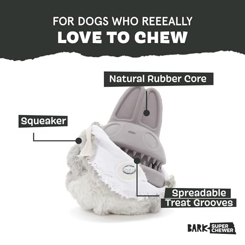 Barkbox Super Chewer Tough Dog Chew Toys for Aggressive Chewers, Plush 2 Toys in 1 (Hare Raiser - Large)