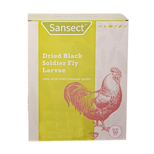 SANSECT Dried Black Soldier Fly Larvae 10LB, High Calcium Chicken Feed – 85X More Calcium, Non-GMO Treats for Chickens, Laying Hens, Ducks, Turkeys