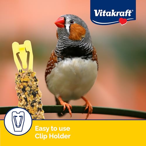 Vitakraft Crunch Sticks Parakeet Treats Egg and Honey Flavor 2 Pack - Long Lasting Seed Stick with Natural Wood Center Clip Holder and Nutritious