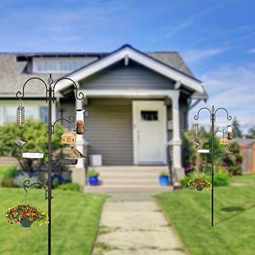 Deluxe Bird Feeding Station Kit With Multi Feeder Hanging Pole, Metal Suet Feeder, Bird Bath, Mesh Tray for Attracting Wild Birds and Planter Hanger