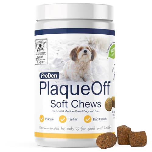 ProDen PlaqueOff Soft Chews with Natural Kelp - for Small & Medium Breed Dogs & Cats - Supports Normal, Healthy Teeth, Gums, and Breath Odor in Dogs