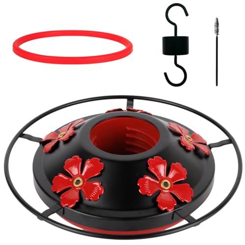 Hummingbird Feeder Base Replacement Parts Set Bottom Moat Hook Brushes and A Replacement Seal Ring Accessories Set (Black-1)