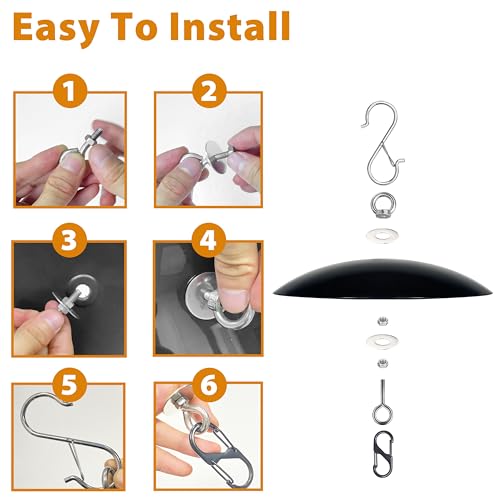 13" Bird Feeder Rain Guard, Hummingbird Feeders Shade Dome Cover, Hanging Baffle for Bird Feeder Pole,Smart Birds Feeder Umbrella (Black), 1 Pack