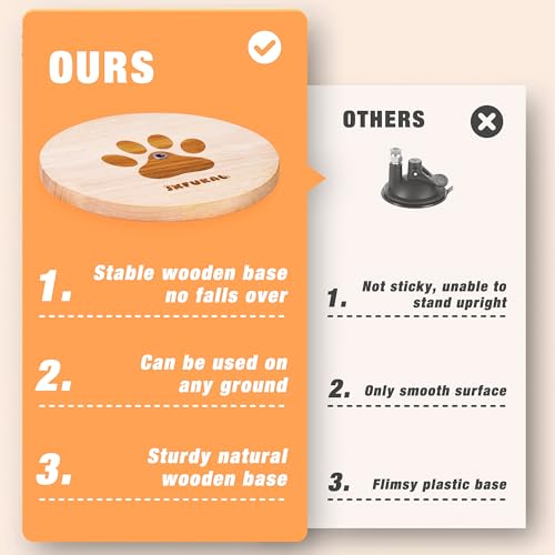 JXFUKAL Interactive cat Toy, Automatic Cat Wand Toy with Stable Wooden Base, 2 PCS Detachable Cat Teaser, 5PCS Refills Replacement & Hanging Elastic