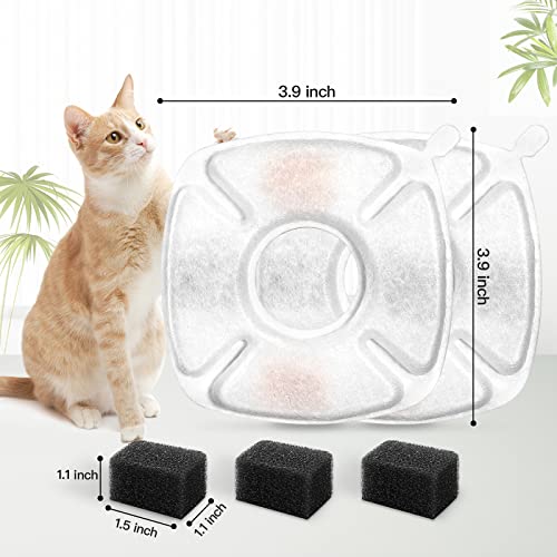 24 Pcs Cat Fountain Replacement Filters 12 Pack Cat Water Fountain Replacement Filters with 12 Pack Pre-Filter Sponges, Pet Fountain Filter Fit for