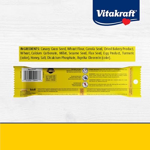 Vitakraft Crunch Sticks Parakeet Treats Egg and Honey Flavor 2 Pack - Long Lasting Seed Stick with Natural Wood Center Clip Holder and Nutritious