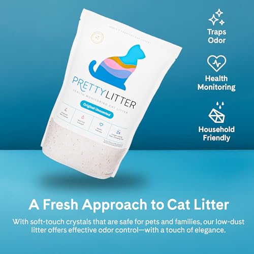 PrettyLitter Health Monitoring Cat Litter (Unscented, Non Clumping) | Lightweight & Low Tracking, Color Changing Silica Gel Crystals, Advanced Odor