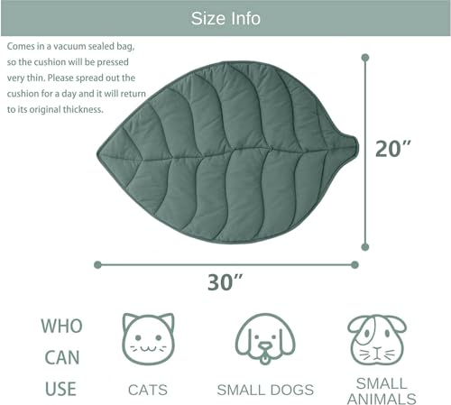 Letalong 30 X 20 Inch Leaf Shaped Cotton Cat Bed Pad, Warming Cat Mat, Pet Warming Pad for Cats, Warmer Mat for Feral and Indoor Cats, 2025 Enlarged