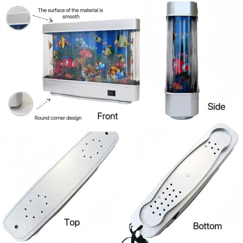 Fake Fish Tank Lamp - Moving Aquarium Night Light with Virtual Ocean Effect, 80s Retro Design for Adult Relaxation, Artificial Aquarium Decorative