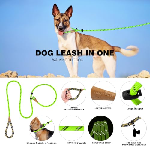 lynxking Slip Lead Dog Leash Reflective, Heavy Duty Comfortable Strong Rope for Large Medium Small Dogs No Pull Pet Training (Light Green, Large