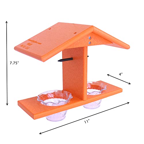 Oriole Bird Feeder, Double-Cup Jelly Oriole Feeder with Pegs for Orange Halves (Orange)