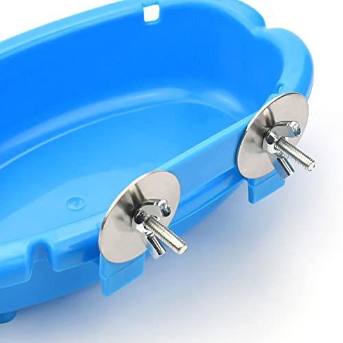 Mygeromon Bird Bath for Cage-Small Tub Bowl for Hang Inside Cage Birdbath Shower for Parrot/Parakeets/Cockatiels/Canary/Budgerigar (Blue)