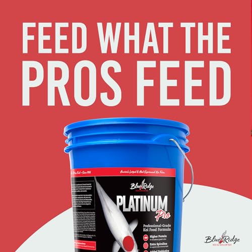 Blue Ridge Koi Fish Food 14lb - Koi Food 3/16” Platinum Pro Formula Goldfish Food, Premium Fish Food for Ponds, Ponds Fish Food, Floating Pond Pellet