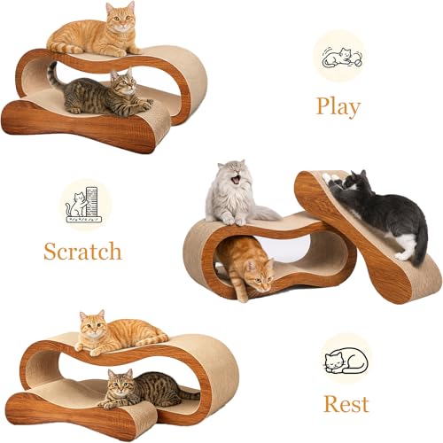 Simple Delxue Cat Scratcher, 2 in 1 Cat Scratching Board, Cat Cardboard, Scratch Lounger, Large, 27.56 x9.45 x8.86 inch