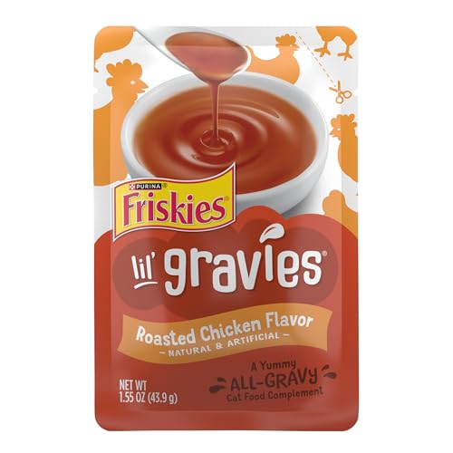 Purina Friskies Lil' Gravies Roasted Chicken Flavor Cat Food Lickable Cat Treats - (Pack of 16) 1.55 oz. Pouches