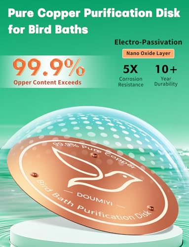 2-Pack Bird Bath Copper Disk, 0.6mm Thick 99.9% Pure Copper Cleaning Disk with Triple-Point Support, Safe Nature’s Purifier Clean Water All Season
