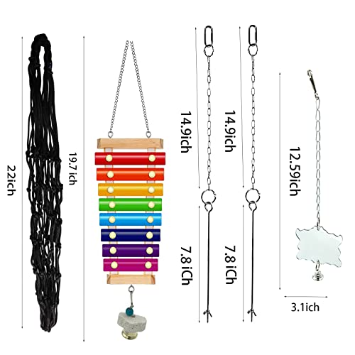 6 Packs Chicken Toys for Coop Accessries, Chicken Swing Toys for Chicken Hens, Chicken Xylophone Toys and Mirror, Vegetable Hanging Feeder, Veggies