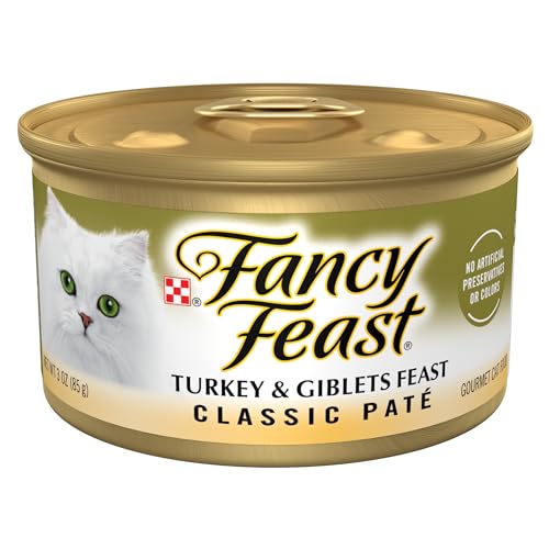 Purina Fancy Feast Pate Turkey and Giblets Feast Classic Grain Free Wet Cat Food Pate - (Pack of 24) 3 oz. Cans