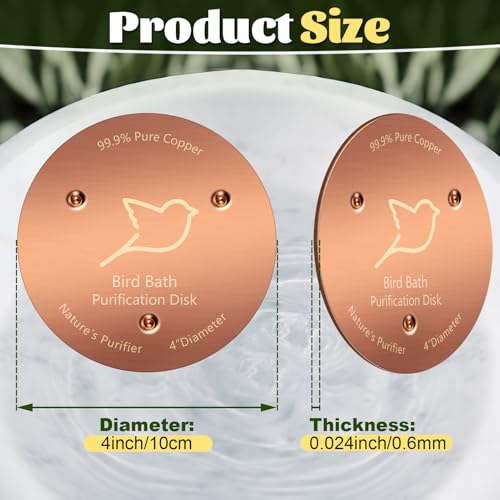 NNG 1 Pack Bird Bath Copper Disk,0.6mm Thick Reinforced 99.9% Pure Copper Bird Bath Purification Disk with Triple-Point Support,Physical Safe Water