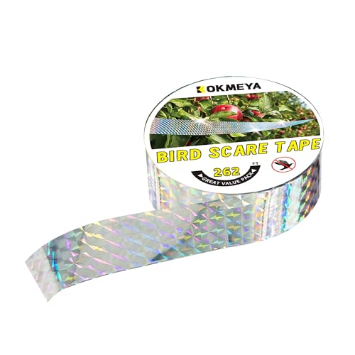 Bird Scare Reflective Tape, 262 Feet per Roll, Double-Sided Reflective, for Repelling Sparrows and Woodpeckers, Suitable for Outdoor Use in Homes