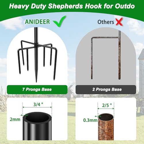 ANIDEER 72" Shepherds Hooks for Outdoor, Heavy Duty Garden Bird Feeder Pole for Hanging Bird Feeder, Plant Baskets, Solar Light Lanterns, Outdoor
