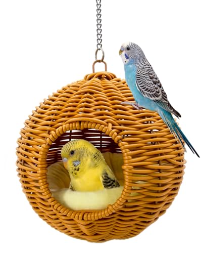 Chewproof Steel Frame Bird Nest for Cage, Washable Small Bird Bed Hammock Hideout Lay Eggs Parakeet Nest Sleep, Parakeet Warm Bed House Hut for