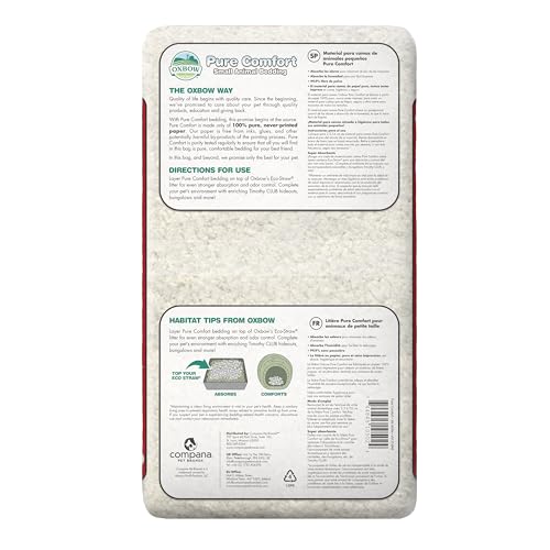 Oxbow Pure Comfort Small Animal Bedding, Odor & Moisture Absorbent Litter for Bunny Litter Box, Low Dust Bedding for Guinea Pig Cage, White Paper, 36