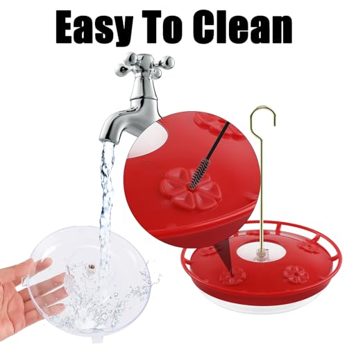 FEED GARDEN Hummingbird Feeders for Outdoors, 2 Pack 16oz Leak-Proof Dish-Style Nectar Feeder Built-in Ant Moat, 5 Feeding Ports, Wide Mouth Easy