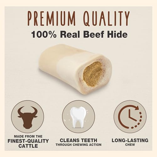 Cadet Stuffed Shin Bone, Long-Lasting Dog Chew Bones for Aggressive Chewers, High Protein Filled Bone Dental Chew for Dogs, Peanut Butter Flavor