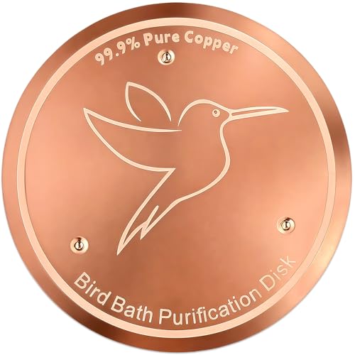 Bird Bath Copper Disk, Copper Disc for Bird Bath 99.99% Pure 0.6 mm Thick with Triple-Point Support for Physical Safe Clean Water for Outdoor