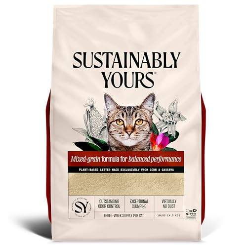 Sustainably Yours Natural Cat Litter, Mixed-Grain Formula, Exceptional Clumping & Odor Control, Virtually No Dust, Easy to Scoop, Corn & Cassava