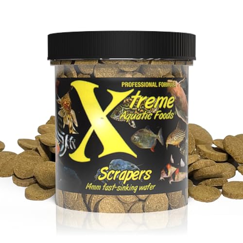 Xtreme Scrapers Wafers - Premium 14mm Fast-Sinking Fish Food – Nutrient & Cellulose Rich Ideal for Nocturnal Feeders, Catfish, Plecostomus Species