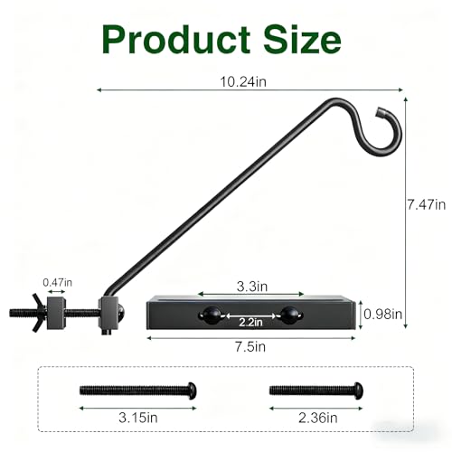 12-Inch Deck Bird Feeder Hanger for Railing, Outdoor Decor Plant Hanger, Balcony Railing Hook - 22LB Capacity - for Hanging Plants, Bird Feeders