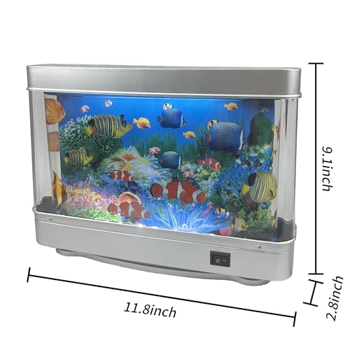 Tokenkuko Fake Motion Fish Tank Mini Aquarium, Artificial Tropical Decorative Lamp Night Light with Moving Fish, Gift for Kids(US Plug)