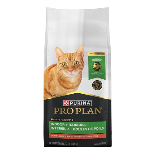 Purina Pro Plan Hairball Management, Indoor Cat Food, Salmon and Rice Formula - 7 lb. Bag