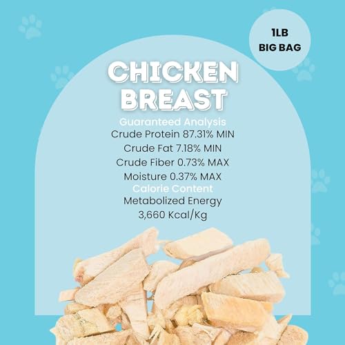 hotspot pets Freeze Dried Chicken Treats for Cats & Dogs -1LB Big Bag- USA Made- Healthy Single Ingredient-Resealable Bag, All Natural Grain-Free