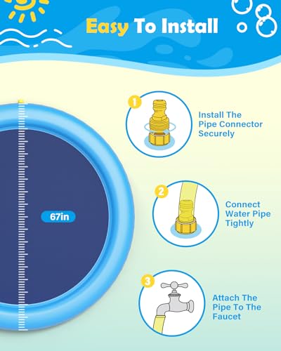 Peteast Splash Pad for Dogs & Kids - Anti-Slip Dog Pool for Large Dogs, 0.58 mm Thickened Durable Outdoor Water Play Mat, Summer Sprinkler Toy for