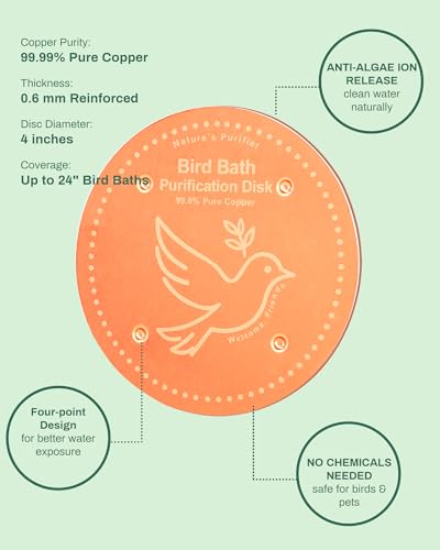 Bird Bath Purification Disk Pure Copper Outside Winter Solar Power Birdbath Heater Deicer Cage Hanging Bowl Metal Warmer Deck Railing Glass Concrete