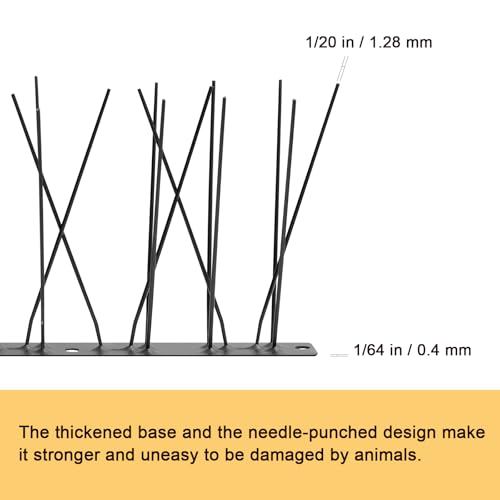 OFFO Black Pre-Assembled Bird Spikes, 304 Stainless Steel Pigeon Spikes for Outside, Cover 10.8 Feet, Easy Installation for Balcony, Roof, Window