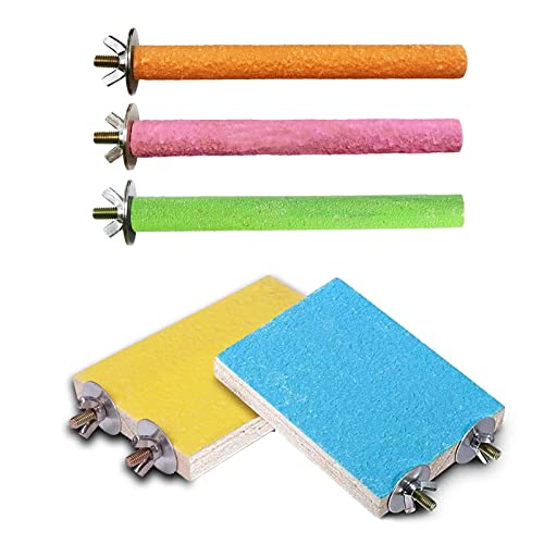 Hamiledyi 5 Pcs Parrot Perch Stand Natural Wood Bird Perch Stand Platform Paw Grinding Sticks Cage Accessories Exercise Toys for Budgies Parakeets