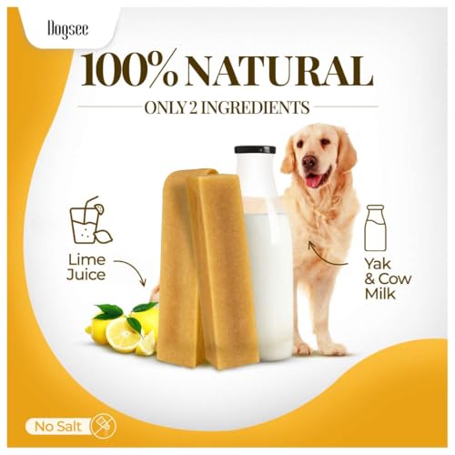 Dogsee Yak Cheese Himalayan Dog Chews 1lb (Medium - 6 Bars), 100% All Natural, 60% Protein, Dog Treats Medium Breed, Yak Chews Long Lasting for