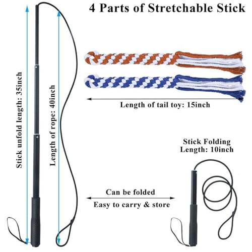 ASOCEA Dog Extendable Teaser Wand Pet Flirt Stick Pole Puppy Chasing Tail Interactive Toy for Small Medium Large Dogs Training Playing Exercise