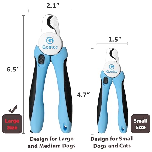 gonicc Dog & Cat Pets Nail Clippers and Trimmers - with Safety Guard to Avoid Overcutting, Free Nail File, Razor Sharp Blade - Professional Grooming