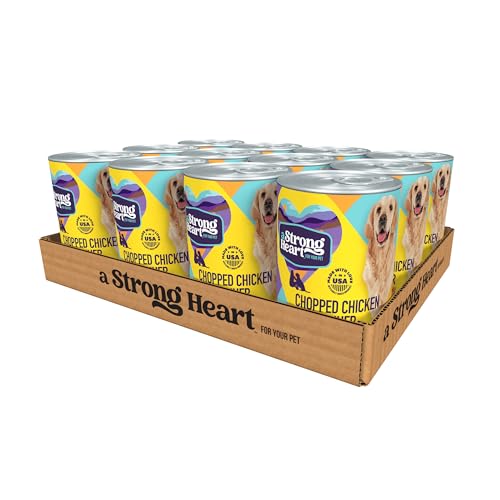 A Strong Heart Wet Dog Food, Chopped Chicken Dinner — Real Chicken & Liver — Complete & Balanced for All Life Stages, Made in USA — 13.2 oz Cans