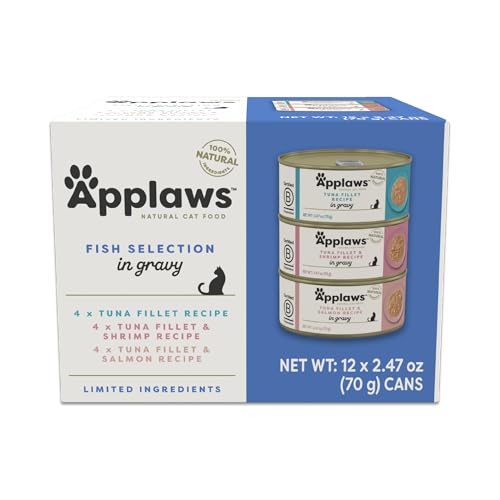 Applaws Natural Wet Cat Food in Gravy, Limited and Natural Ingredients, High Protein with No Artificial Additives, Fish Selection Variety Pack in