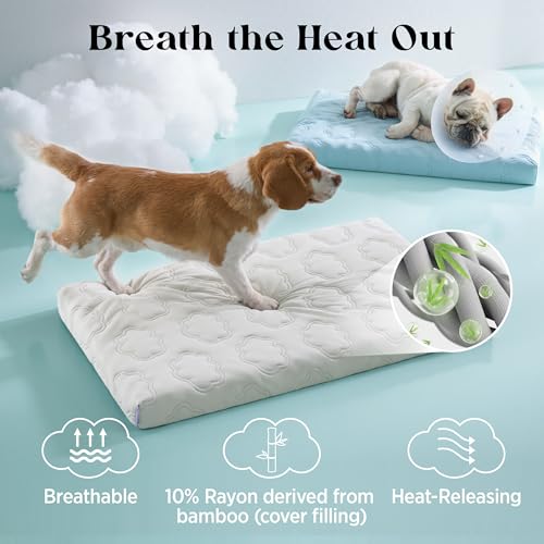 LE SURE ApexCloud™ Cooling Dog Bed for Large Dogs with Washable Cover,35IN | Q-Max>0.5 Cool-Touch Fabric, Orthopedic Egg Crate Foam,Breathable