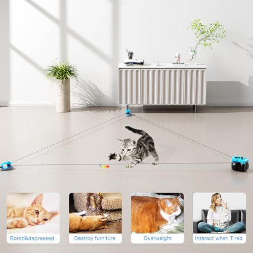 Interactive Cat Toy for Indoor Cats, Auto/Remote Control DIY Cat Mouse Hunting Treadmill Keep Bored Kitten Puppy Entertained to Chase, Feather Toy to